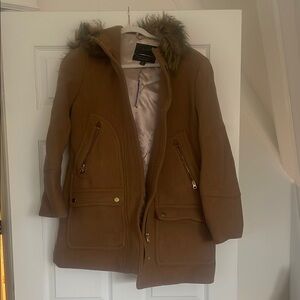 Women's Brown Fur-Trimmed Hooded Coat